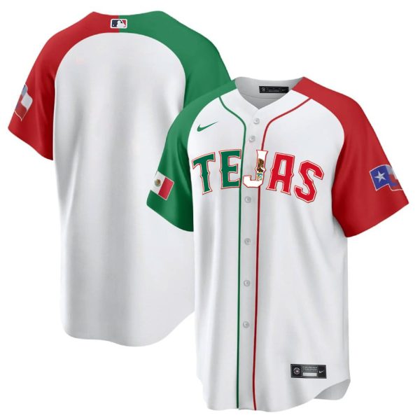 Men's Texas Rangers Mexico Flag Jersey - All Stitched - Image 45