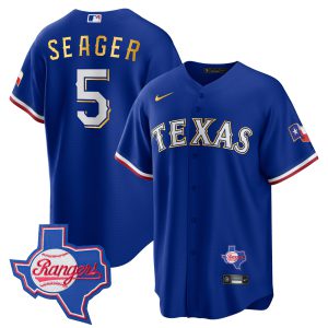 Men's Texas Rangers Gold Trim Cool Base Jersey - Texas Patch - All Stitched
