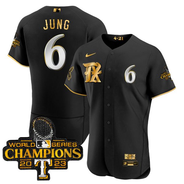 Men's Texas Rangers 2023 World Series Champions City Connect Flex Gold Jersey - All Stitched - Image 5
