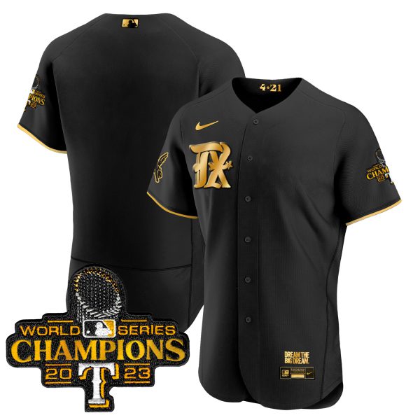 Men's Texas Rangers 2023 World Series Champions City Connect Flex Gold Jersey - All Stitched - Image 9