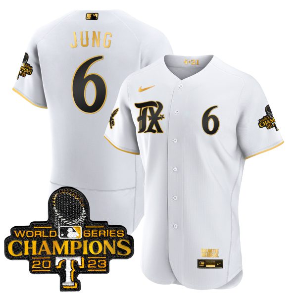 Men's Texas Rangers 2023 World Series Champions City Connect Flex Gold Jersey - All Stitched - Image 14