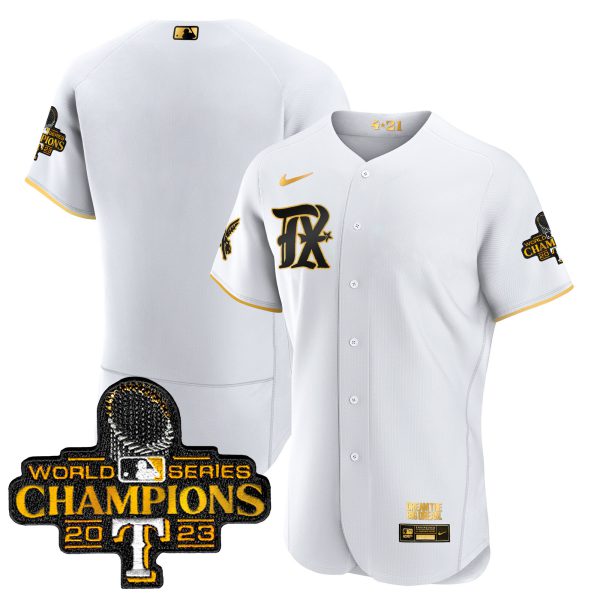 Men's Texas Rangers 2023 World Series Champions City Connect Flex Gold Jersey - All Stitched - Image 18