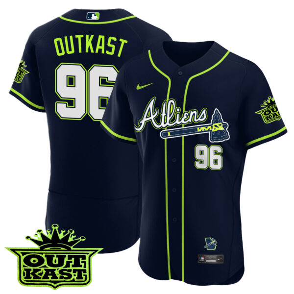 Youth's Atlanta Braves Atliens Flex Base Jersey - All Stitched - Image 2