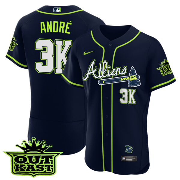 Youth's Atlanta Braves Atliens Flex Base Jersey - All Stitched - Image 3