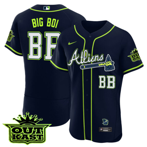 Youth's Atlanta Braves Atliens Flex Base Jersey - All Stitched - Image 4