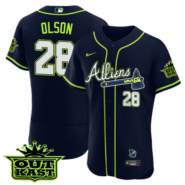 Youth's Atlanta Braves Atliens Flex Base Jersey - All Stitched - Image 7