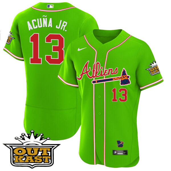 Youth's Atlanta Braves Atliens Flex Base Jersey - All Stitched - Image 28