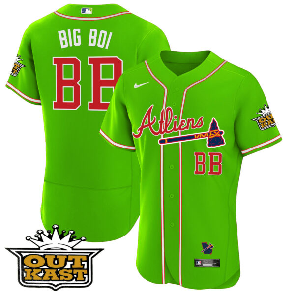 Youth's Atlanta Braves Atliens Flex Base Jersey - All Stitched - Image 31
