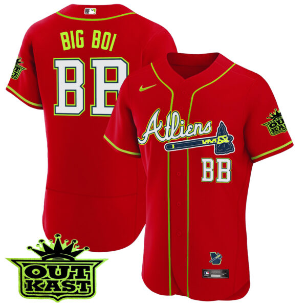 Youth's Atlanta Braves Atliens Flex Base Jersey - All Stitched - Image 40