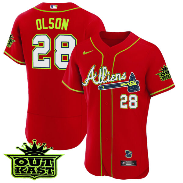 Youth's Atlanta Braves Atliens Flex Base Jersey - All Stitched - Image 43