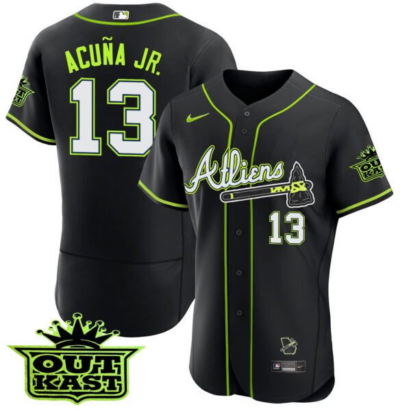Youth's Atlanta Braves Atliens Flex Base Jersey - All Stitched - Image 46