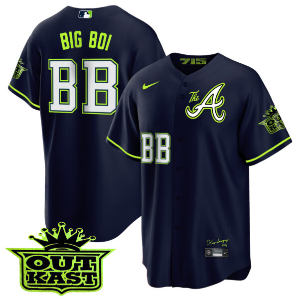 Youth's Atlanta Braves Atliens The A Cool Base Jersey - All Stitched - Image 4