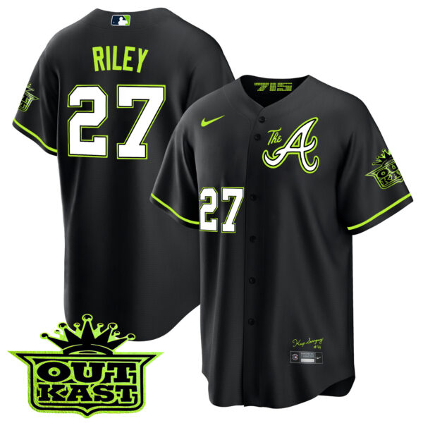 Youth's Atlanta Braves Atliens The A Cool Base Jersey - All Stitched - Image 23