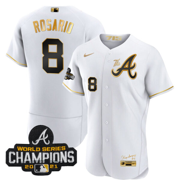 Youth's Atlanta Braves Champions City Connect Gold Flex Base Jersey - All Stitched - Image 7