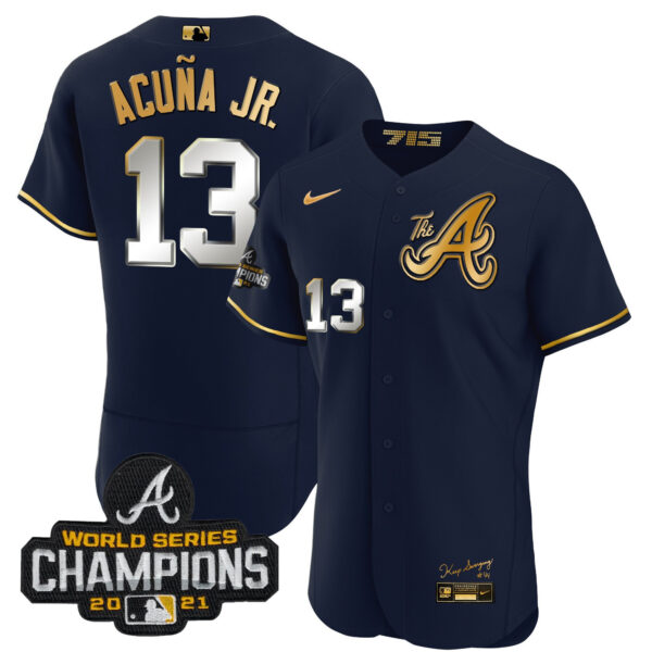 Youth's Atlanta Braves Champions City Connect Gold Flex Base Jersey - All Stitched - Image 31