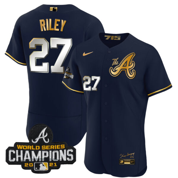 Youth's Atlanta Braves Champions City Connect Gold Flex Base Jersey - All Stitched - Image 33