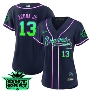 Women's Atlanta Braves Outkast Baseball Jersey - Galaxy Version - Stitched