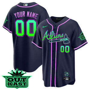 Atlanta Braves Atliens Cool Base Custom Jersey - Galaxy Version - Stitched
