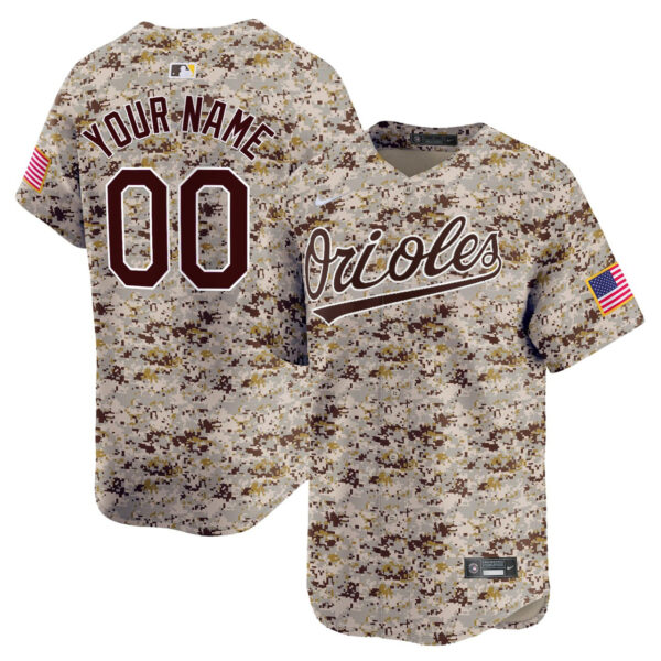 Baltimore Orioles Camo Custom Jersey - All Stitched