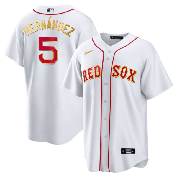 Men's Boston Red Sox Gold Trim Jersey - All Stitched - Image 3