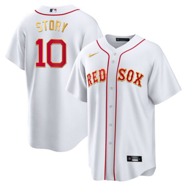 Men's Boston Red Sox Gold Trim Jersey - All Stitched - Image 4