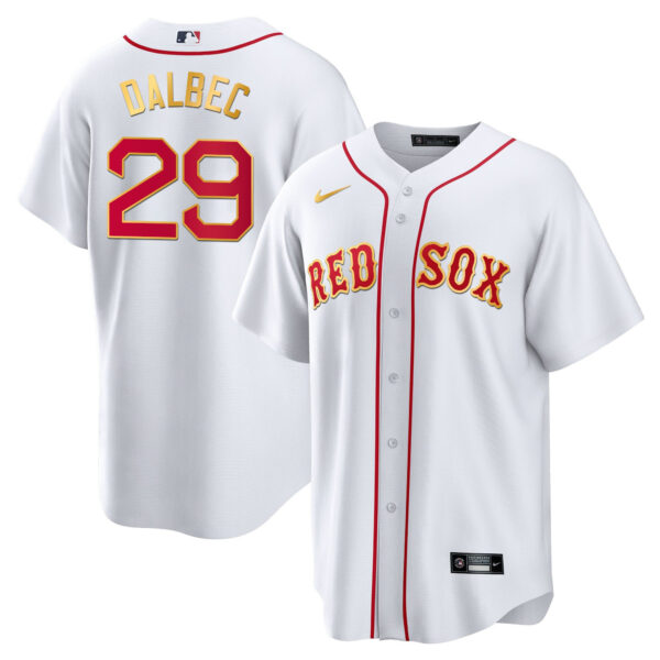 Men's Boston Red Sox Gold Trim Jersey - All Stitched - Image 5