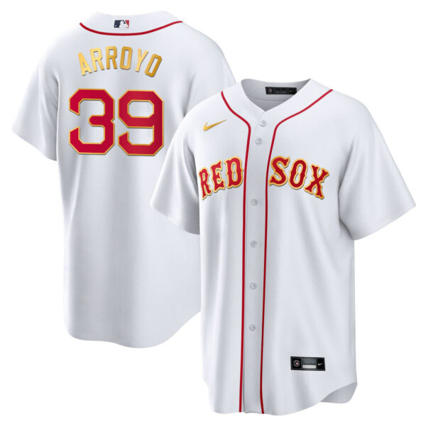 Men's Boston Red Sox Gold Trim Jersey - All Stitched - Image 6