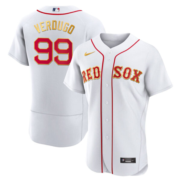Men's Boston Red Sox Gold Trim Jersey - All Stitched - Image 7