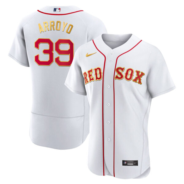 Men's Boston Red Sox Gold Trim Jersey - All Stitched - Image 12