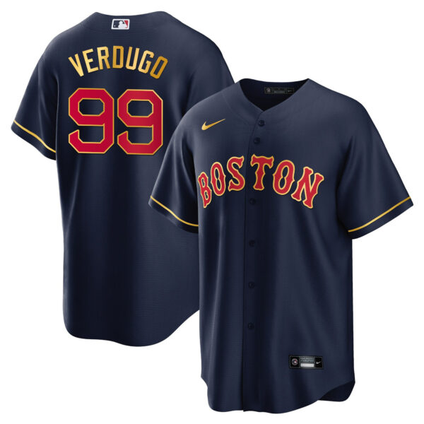 Men's Boston Red Sox Gold Trim Jersey - All Stitched - Image 13
