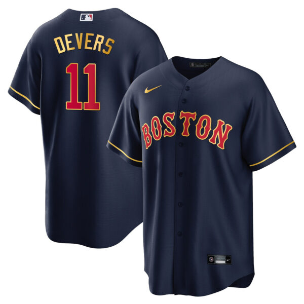 Men's Boston Red Sox Gold Trim Jersey - All Stitched - Image 14