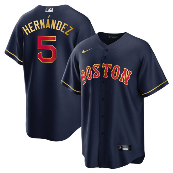 Men's Boston Red Sox Gold Trim Jersey - All Stitched - Image 15