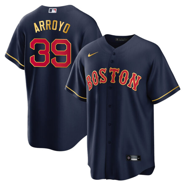 Men's Boston Red Sox Gold Trim Jersey - All Stitched - Image 18
