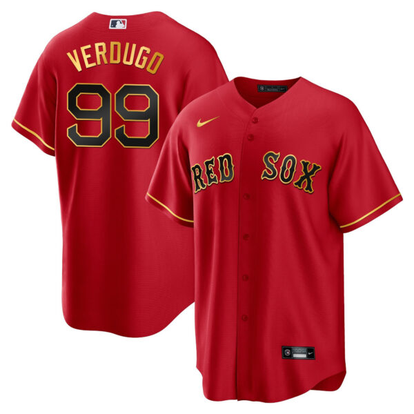 Men's Boston Red Sox Gold Trim Jersey - All Stitched - Image 25