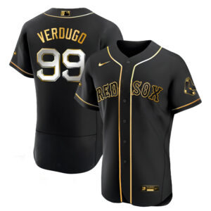 Men's Boston Red Sox Black Limited & Gold Jersey - All Stitched
