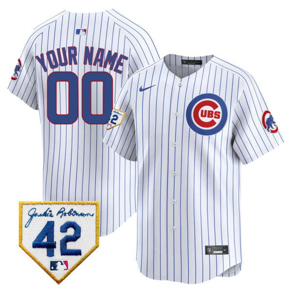 Chicago Cubs 2024 Jackie Robinson Patch Vapor Premier Limited Custom Jersey - All Stitched - Image 4