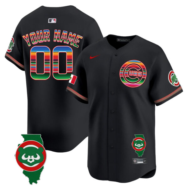 Chicago Cubs Mexico Illinois Patch Vapor Premier Limited Custom Jersey - All Stitched - Image 2