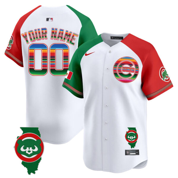 Chicago Cubs Mexico Illinois Patch Vapor Premier Limited Custom Jersey - All Stitched - Image 3
