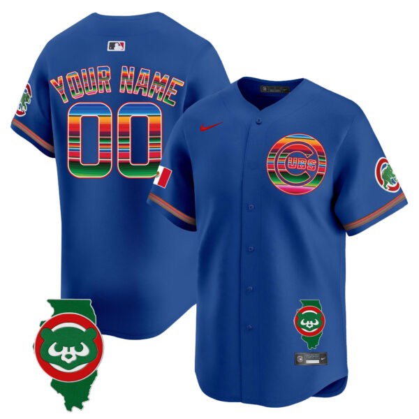 Chicago Cubs Mexico Illinois Patch Vapor Premier Limited Custom Jersey - All Stitched - Image 5
