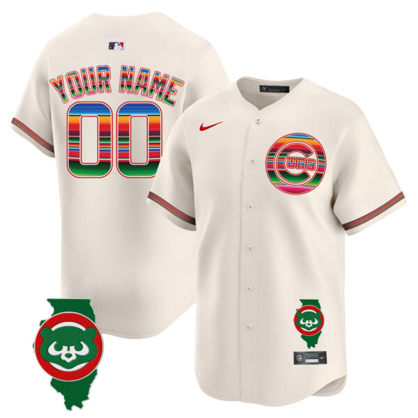 Chicago Cubs Mexico Illinois Patch Vapor Premier Limited Custom Jersey - All Stitched - Image 6