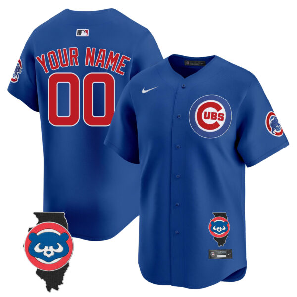 Chicago Cubs Illinois Patch Vapor Premier Limited Custom Jersey V2 - All Stitched - Image 3