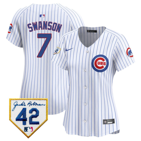 Women's Chicago Cubs Jackie Robinson Patch Vapor Premier Limited Jersey - All Stitched - Image 25