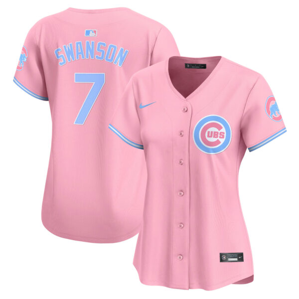 Women's Chicago Cubs Bubblegum Pink Vapor Premier Limited Jersey - All Stitched - Image 2
