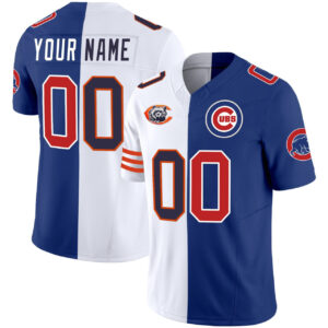 Chicago Bears Mix Chicago Cubs Split Custom Jersey - All Stitched