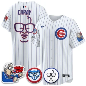 Harry Caray "Holy Cow" Patch Chicago Cubs White Jersey - All Stitched