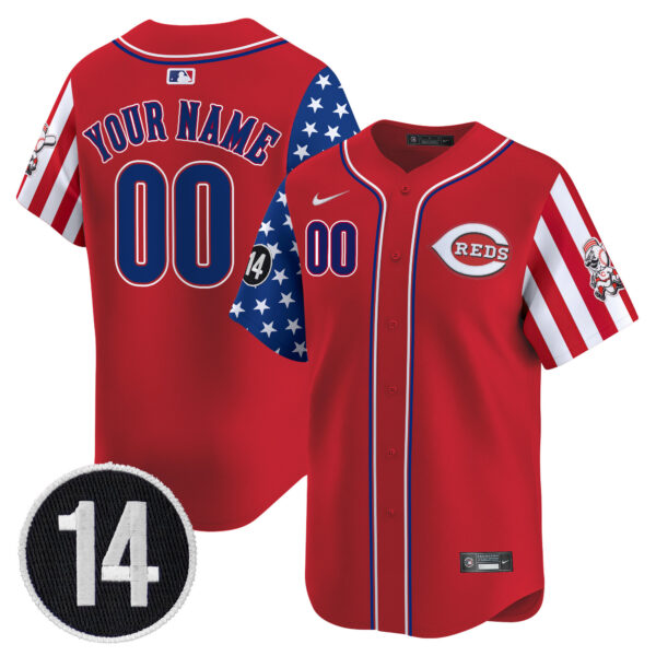 Cincinnati Reds 2025 Independence Day Vapor Premier Limited Custom Jersey - Pete Rose Patch - All Stitched - Image 2