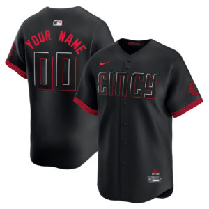 Cincinnati Reds City Connect Inverted Custom Black Jersey - All Stitched