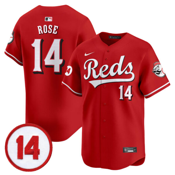 Men's Cincinnati Reds Pete Rose Patch Vapor Premier Limited Jersey - All Stitched - Image 9