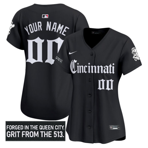 Cincinnati Reds 'Gothic Queen City Edition' Vapor Premier Limited Custom Jersey - All Stitched - Image 4