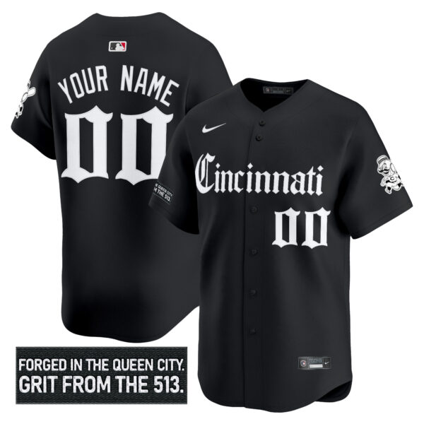Cincinnati Reds 'Gothic Queen City Edition' Vapor Premier Limited Custom Jersey - All Stitched